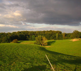 Uitzicht vanaf Minicamping Hubertushoeve in Walem, Zuid Limburg